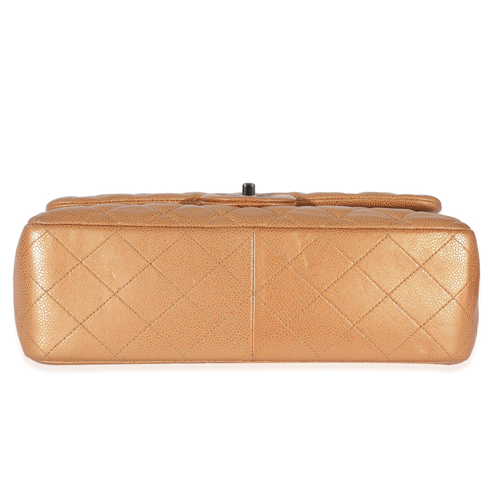 Chanel Gold Metallic Caviar Jumbo Double Flap Handbag - Picture 7 of 8